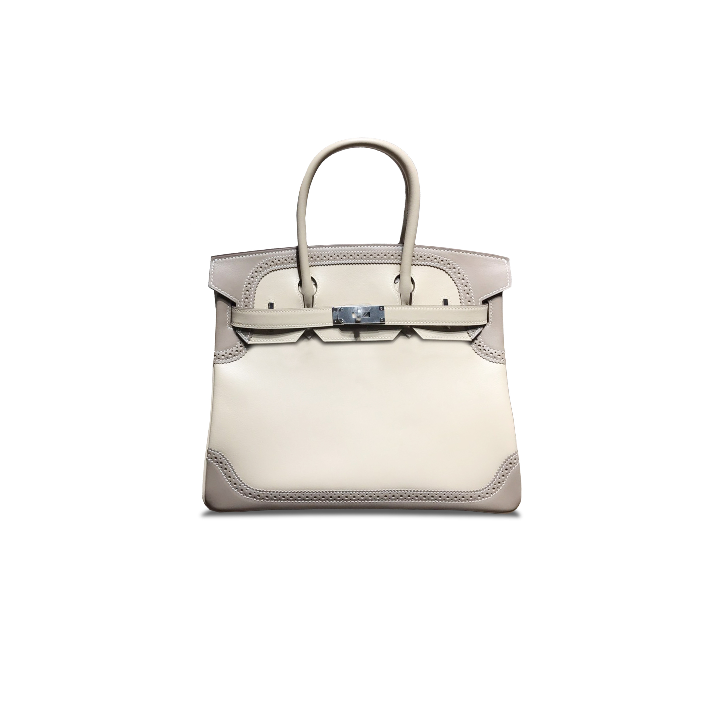 H**mes master birkin 30 swift almond grey and elephant grey silver buckle 320077 (30*22*15cm)